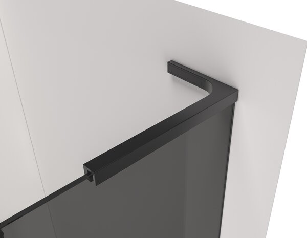 CERANO - Sprchová zástena Walk-in Onyx L-pravá vzpera + polička/držiak na uteráky - 8 mm - čierna matná, grafitové sklo - 40x200 cm