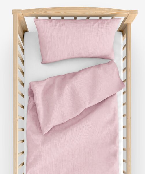 Goldea mušelínové obliečky do detskej postieľky – pastelovo ružové 90 x 120 a 40 x 60 cm