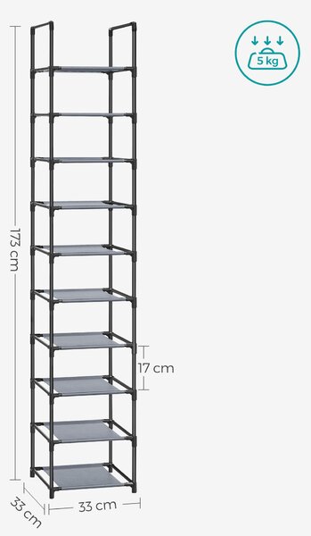 REGÁL NA TOPÁNKY, sivá, 33/173/33 cm - Online Only drobný nábytok, Online Only