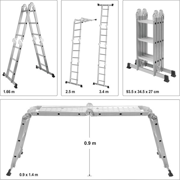 VOREL Rebrík MULTIFUNKČNÝ 4x3