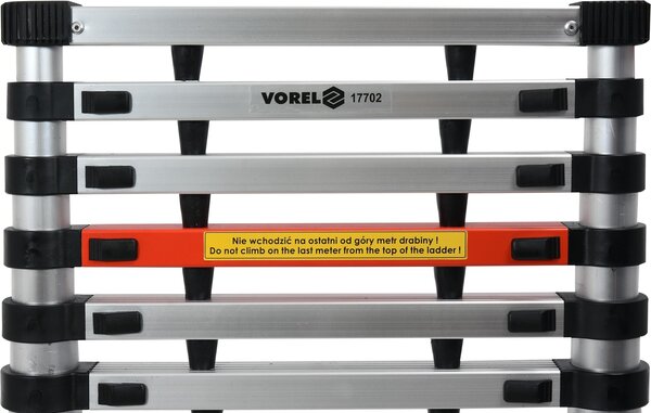 VOREL Teleskopický rebrík s 13 priečkami, dĺžka 3,8 m, nosnosť 150 kg