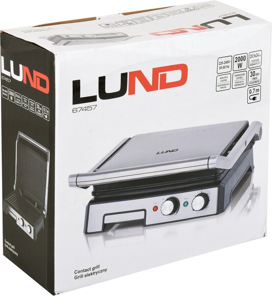 LUND Kontaktný gril 2000 W 3 v 1 z nehrdzavejúcej ocele