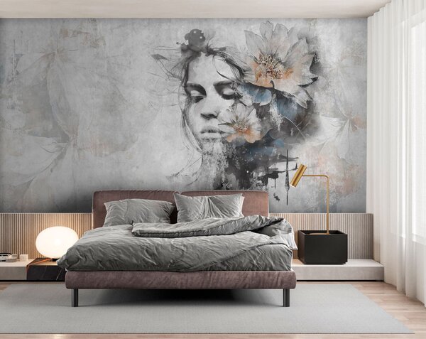 Tapety Silueta dievčenskej tváre na betónovej stene, Fototapety loft, u96118 : Uwalls.sk