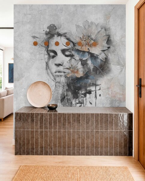 Tapety Silueta dievčenskej tváre na betónovej stene, Fototapety loft, u96118 : Uwalls.sk