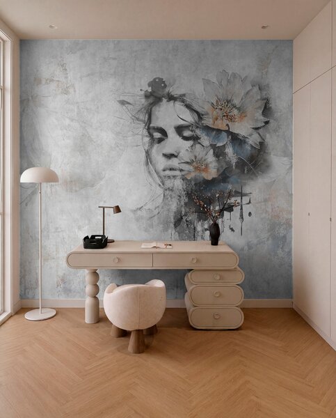 Tapety Silueta dievčenskej tváre na betónovej stene, Fototapety loft, u96118 : Uwalls.sk