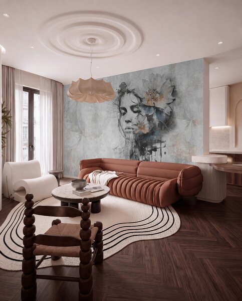 Tapety Silueta dievčenskej tváre na betónovej stene, Fototapety loft, u96118 : Uwalls.sk