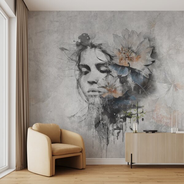 Tapety Silueta dievčenskej tváre na betónovej stene, Fototapety loft, u96118 : Uwalls.sk