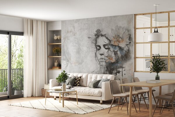 Tapety Silueta dievčenskej tváre na betónovej stene, Fototapety loft, u96118 : Uwalls.sk
