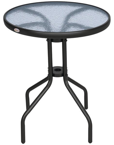 Outsunny záhradný stôl, sklenený stôl, bistro stôl, balkónový stôl, bezpečnostné sklo, priemer 60 cm, výška 70 cm
