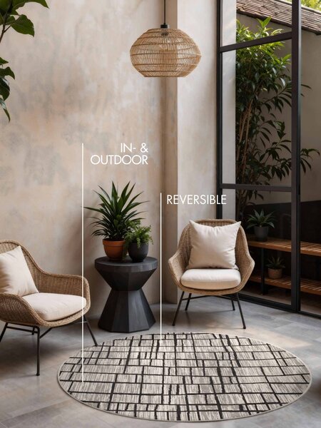Ted Baker , Kusový koberec Haringey 106387 Čierna kruh, 160x160, čierna, chodba / predsieň