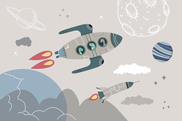 Tapety Astronautské dinosaury vo vesmíre, Detské fototapety, Fototapety pre chlapcov, u96334 : Uwalls.sk
