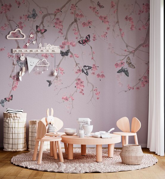 Tapety Sakura kvety a motýle, Fototapety s lesom, Fototapety stromy, u97056 : Uwalls.sk