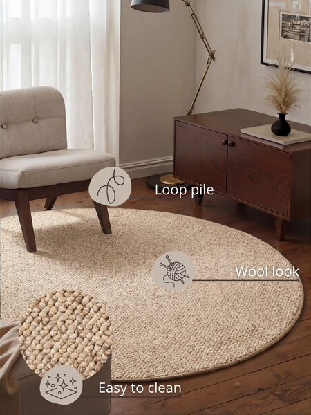 BT Carpet, Kusový koberec Wolly 102842 kruh, 133x133 (priemer) kruh, béžová, obývacia izba