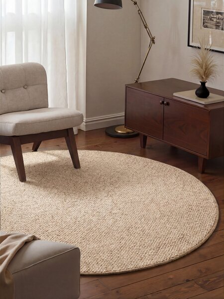 BT Carpet, Kusový koberec Wolly 102842 kruh, 133x133 (priemer) kruh, béžová, obývacia izba
