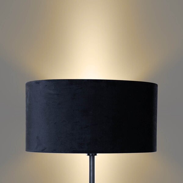 Stojacia lampa čierna s oválnym zamatovým tienidlom 50 cm - Simplo