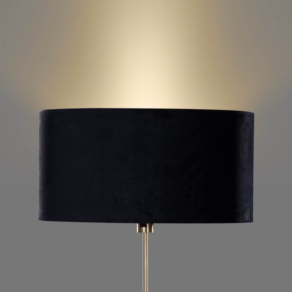 Stojacia lampa zlatá s oválnym zamatovým tienidlom čiernym 50 cm - Parte