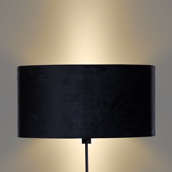 Stojacia lampa čierna s oválnym zamatovým tienidlom 50 cm - Parte