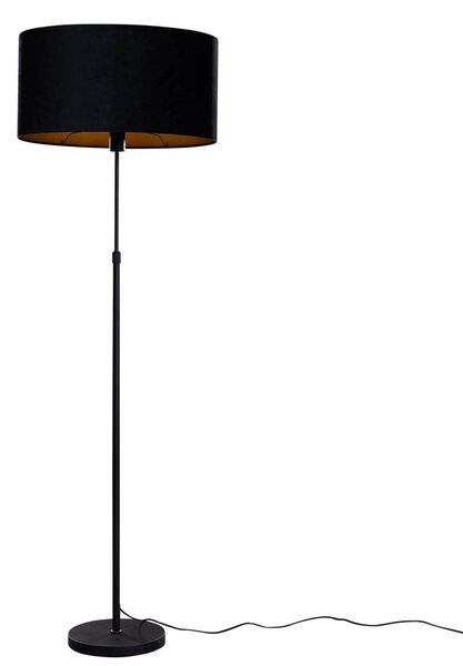 Stojacia lampa čierna s oválnym zamatovým tienidlom 50 cm - Parte
