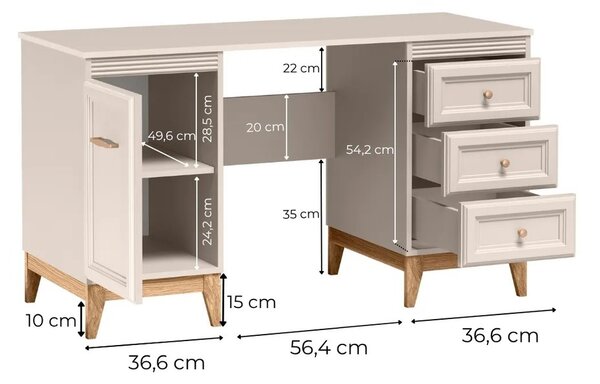 Písací stôl DANNA kašmír 138 cm