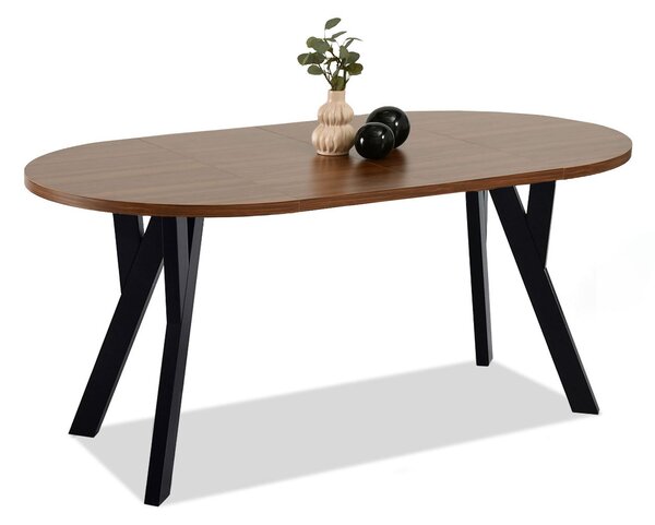 Okrúhly rozkladací jedálenský stôl BORNA orech + čierna podnož 100 cm