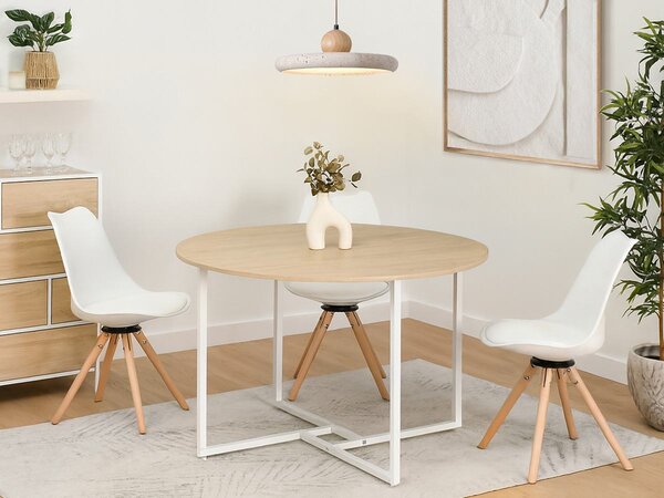 Okrúhly jedálenský stôl BIRKA dub sonoma + biela podnož 120 cm