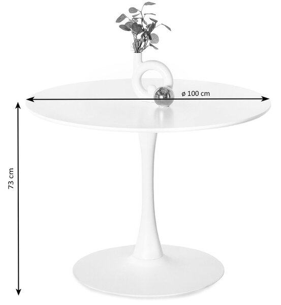 Okrúhly jedálenský stôl CRISTA biely 100 cm