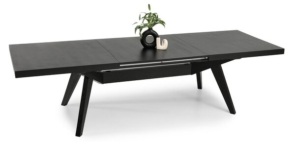 Rozkladací jedálenský stôl NOBELA čierny 200 × 100 cm