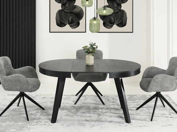 Okrúhly rozkladací jedálenský stôl TAURA čierny 100 cm