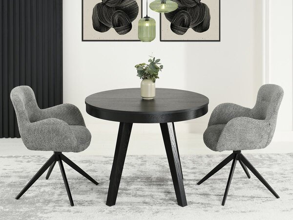 Okrúhly rozkladací jedálenský stôl TAURA čierny 100 cm