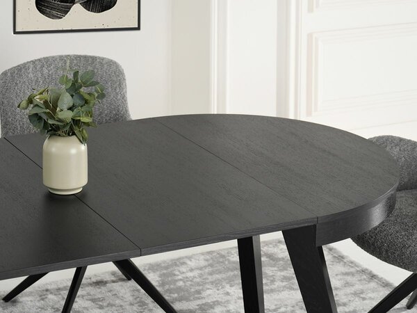 Okrúhly rozkladací jedálenský stôl TAURA čierny 100 cm
