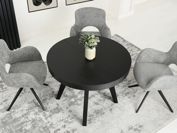 Okrúhly rozkladací jedálenský stôl TAURA čierny 100 cm