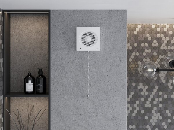Mexen DXS, kúpeľňový ventilátor s lanovým spínačom, priemer 100mm, biela, W9603-100K-00