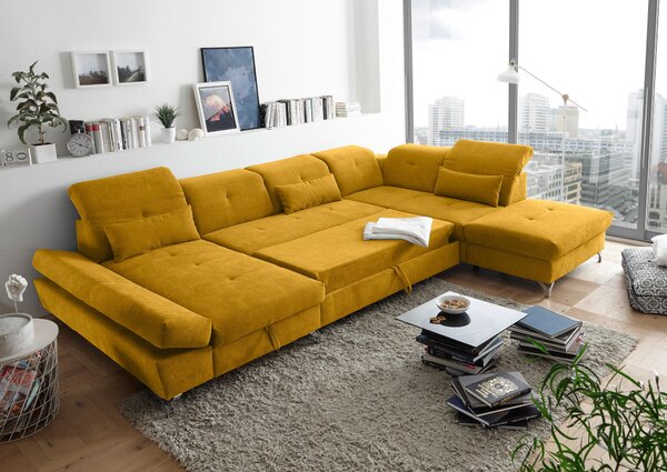 SEDACIA SÚPRAVA, textil, žltá MID.YOU - Sedačky, Online Only