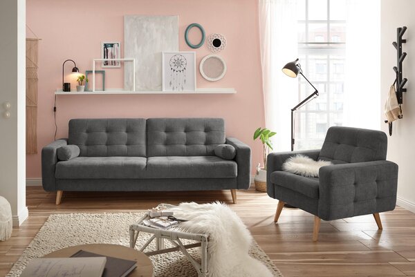 ROZKLADACIA POHOVKA, textil, kompozitné drevo, sivohnedá MID.YOU - Sedačky, Online Only