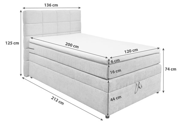BOXSPRINGOVÁ POSTEĽ, 120/200 cm, strieborná MID.YOU - Online Only spálne, Online Only