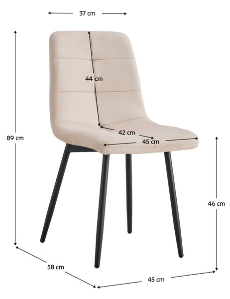 KONDELA Jedálenská stolička, béžová Velvet látka/kov, DAMIA TYP 1