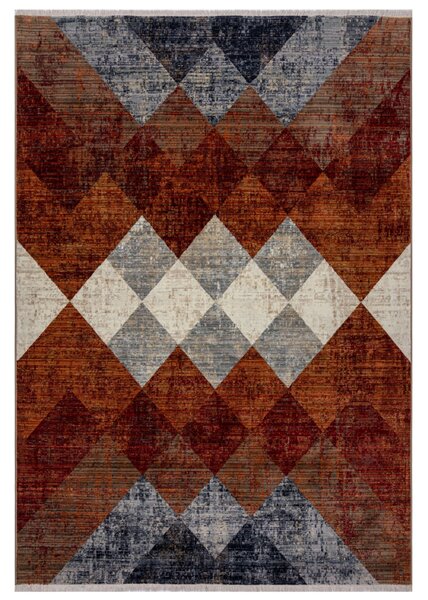 Flair Rugs, Kusový koberec Cooper Bradley Geo Red, 80x150, hnedá, obývacia izba