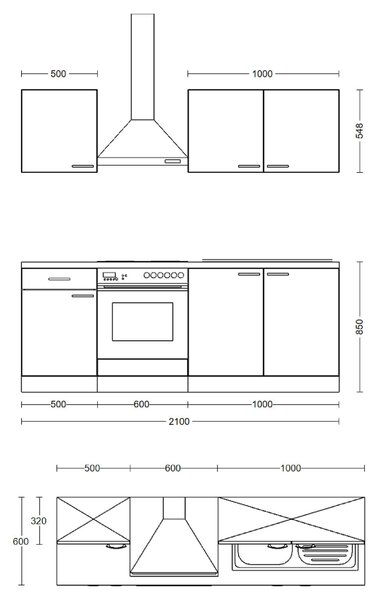 KUCHYNSKÁ LINKA AVILA 210 cm FlexWell - Online Only kuchyne, Online Only