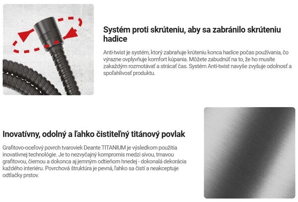 Deante Deante, sprchová hadica 150cm s oceľovým opletením, grafitová matná, DEA-NDA_D53W