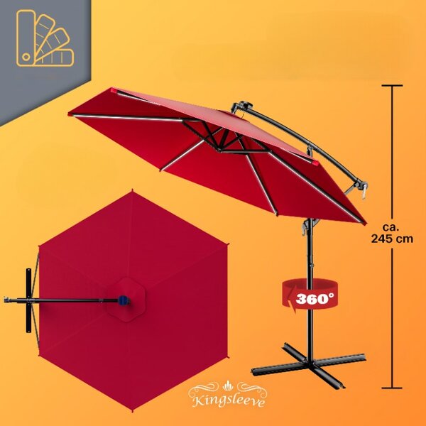 LED slnečník Mali Ø350 cm - červený
