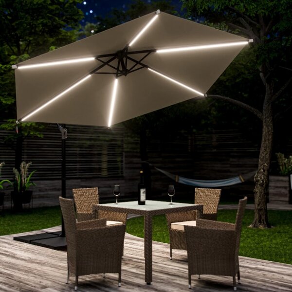 LED slnečník Mali Ø350 cm - krémový