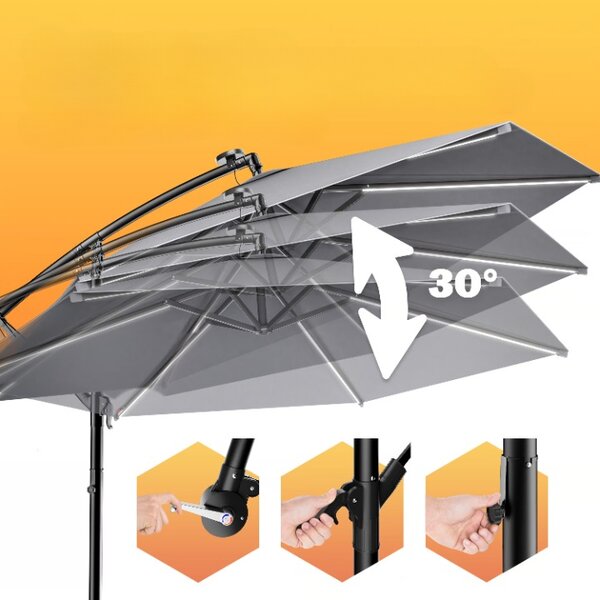 LED slnečník Mali Ø350 cm - antracit