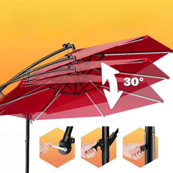 LED slnečník Mali Ø350 cm - červený