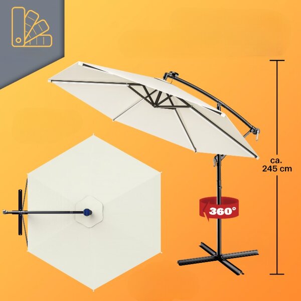 LED slnečník Mali Ø350 cm - krémový
