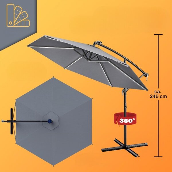 LED slnečník Mali Ø350 cm - antracit