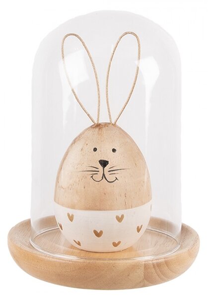 Prírodný drevený podnos so skleneným poklopom - Ø 13*16 cm - Clayre & Eef