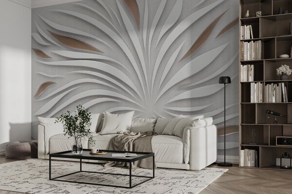 Tapety Abstraktný kvet na látke v hnedých farbách, 3D fototapety, u06452v1 : Uwalls.sk