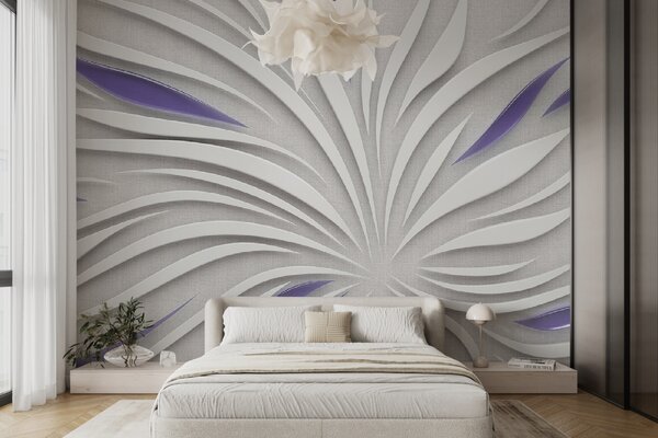 Tapety Abstraktný kvet na látke vo fialových farbách, 3D fototapety, u06452v3 : Uwalls.sk