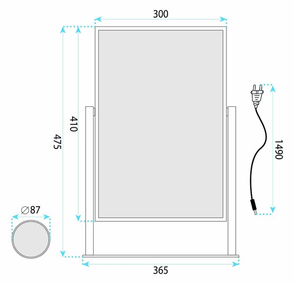 Zrkadlo LED LUMI White 30x40cm