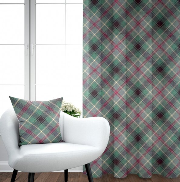 Ervi Gobelínový zatemňovací termo záves - Tradičný zelený tartan